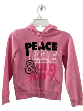 Old Navy Pink Kids' Zip-Up Hoodie with Peace Love Graphic
